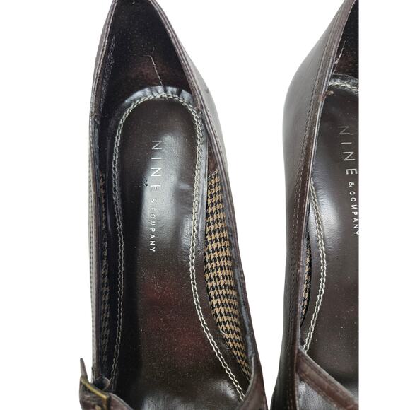 Vintage Nine Co 9 Brown Leather Heel Mary Jane Square Toe Whimsygoth Academia - Picture 2 of 8